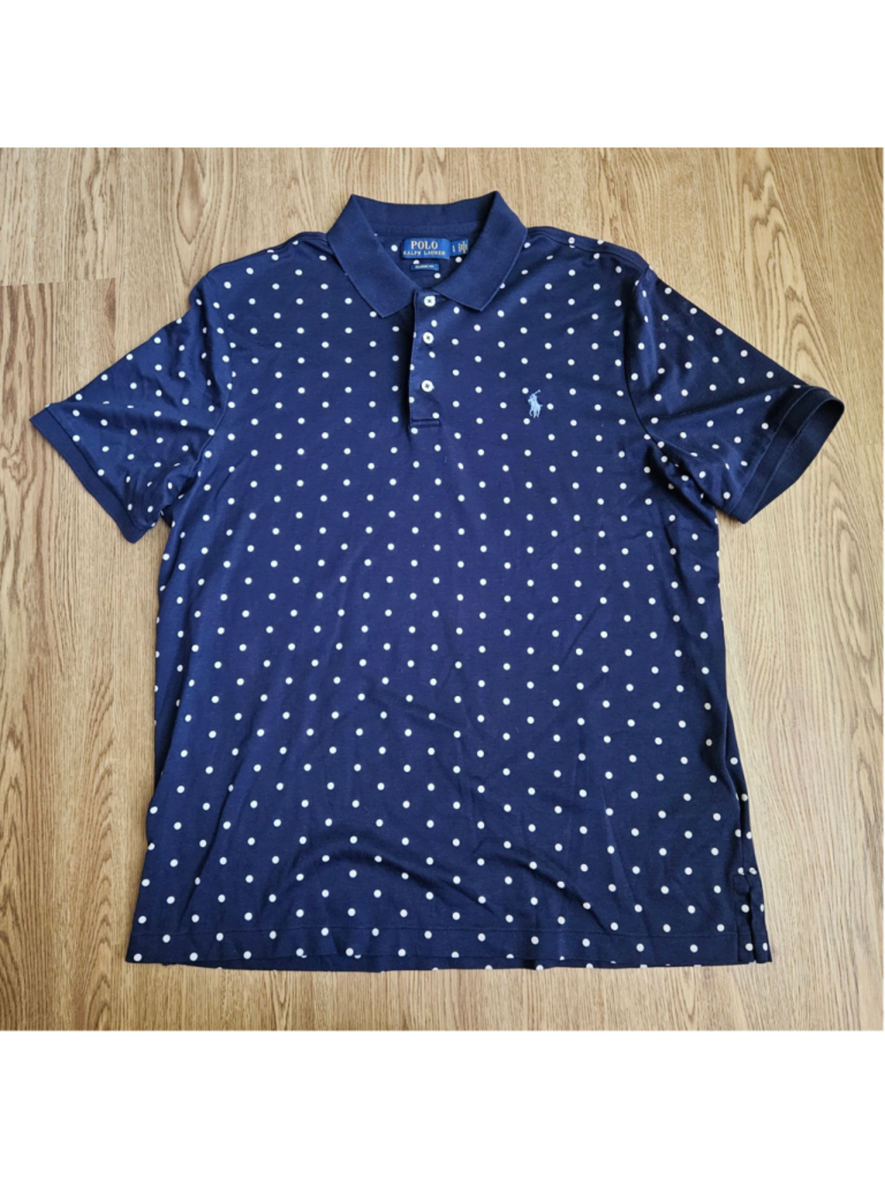 Polo Ralph Lauren Navy Polka Dot Classic Fit Short Sleeve Polo Mens Large